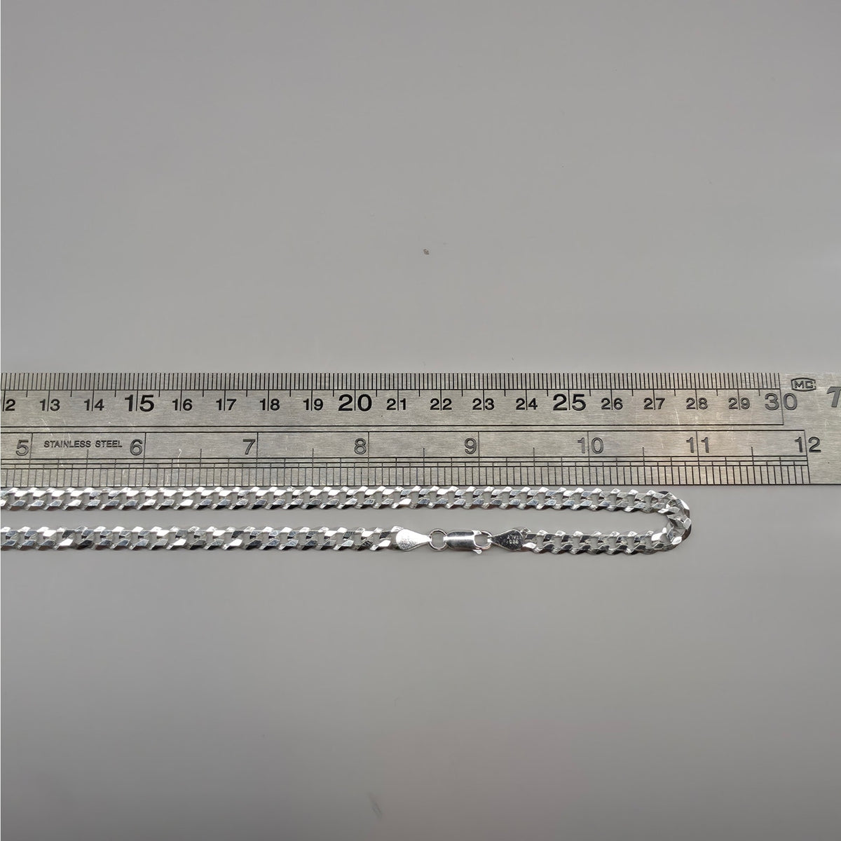 22" Flat Cuban Curb Chain 5.3mm 925 Sterling Silver 16g