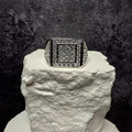 Men's 925 Sterling Silver Cubic Zirconia Square Signet Ring - Size 11