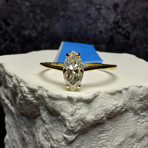 0.5ctw Marquise Cut Moissanite Ring 1m Gold Over Silver - Size 6.5, GRA
