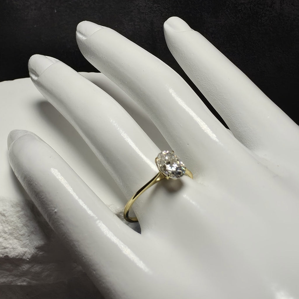 1.5 CTW Oval Moissanite Solitaire Ring in Gold Plated Sterling Silver - Size...