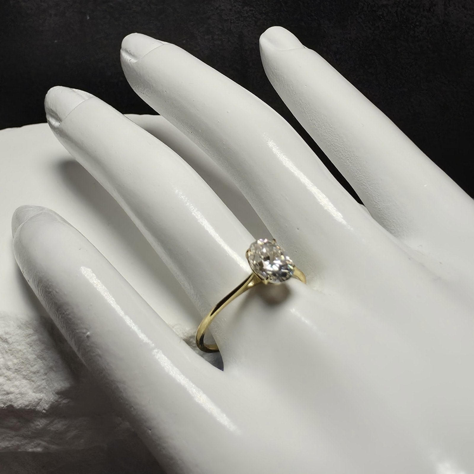 1.5 CTW Oval Moissanite Solitaire Ring in Gold Plated Sterling Silver - Size...