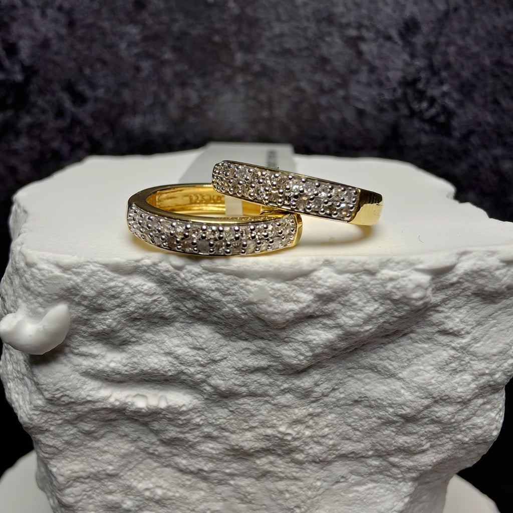 0.25 CTW Natural Diamond Gold over 925 Sterling Silver Small Huggie Earrings