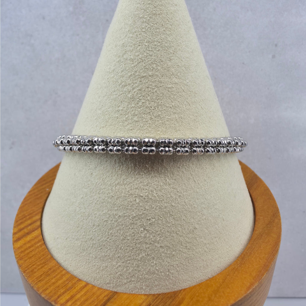 8" 4mm 4-Line Ice Barrel Bracelet - 925 Sterling Silver w/ Rhodium Finish 12.2g