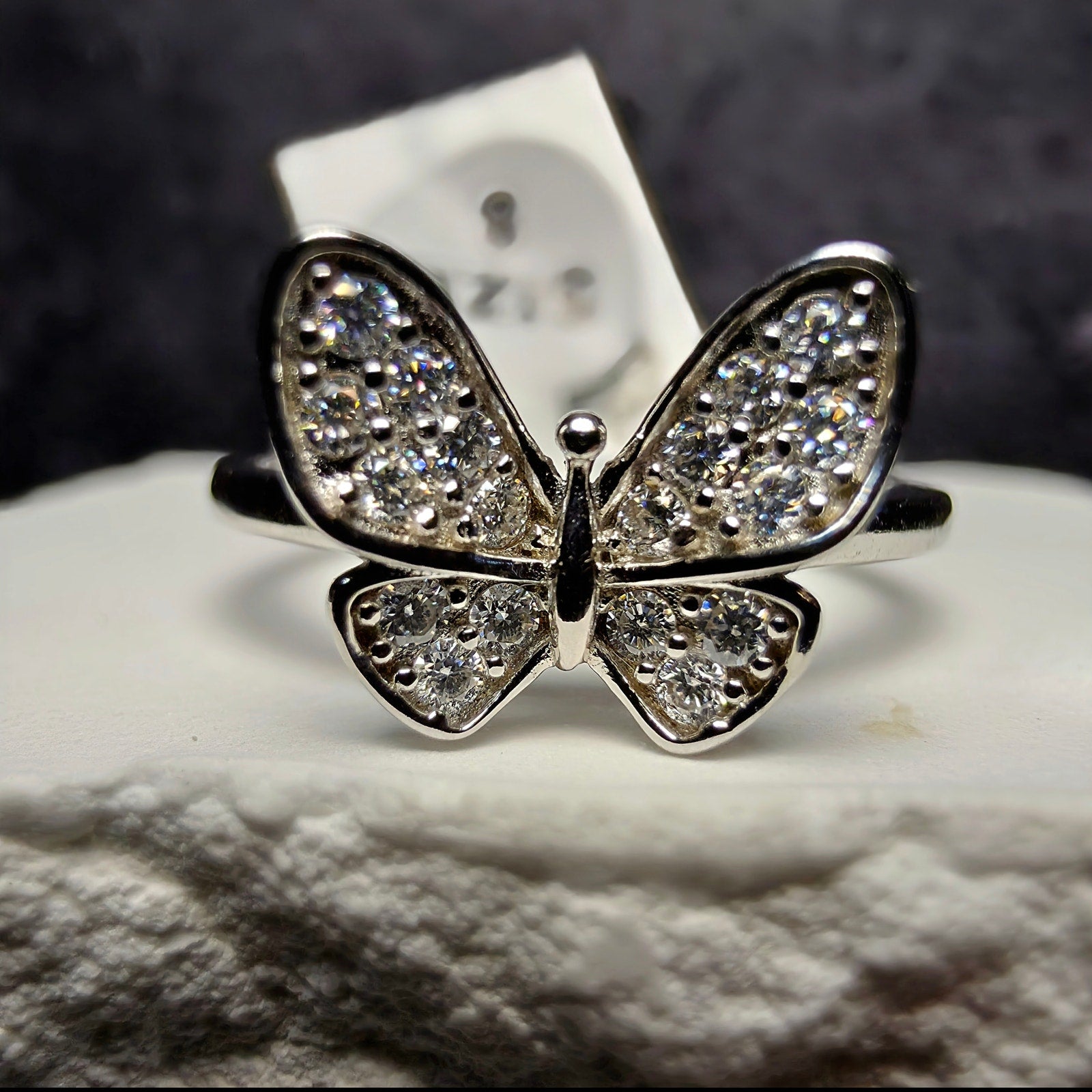 1.00 CTW Pavé Moissanite Butterfly Ring in 925 Sterling Silver – Size 8