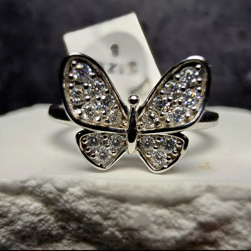 1.00 CTW Pavé Moissanite Butterfly Ring in 925 Sterling Silver – Size 8