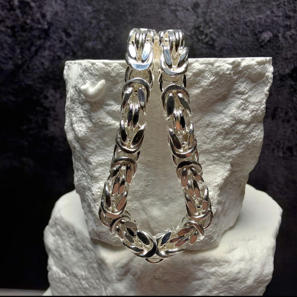 Solid 925 Sterling Silver Byzantine Chain – 5.7mm Italian King's Link, 38.7g