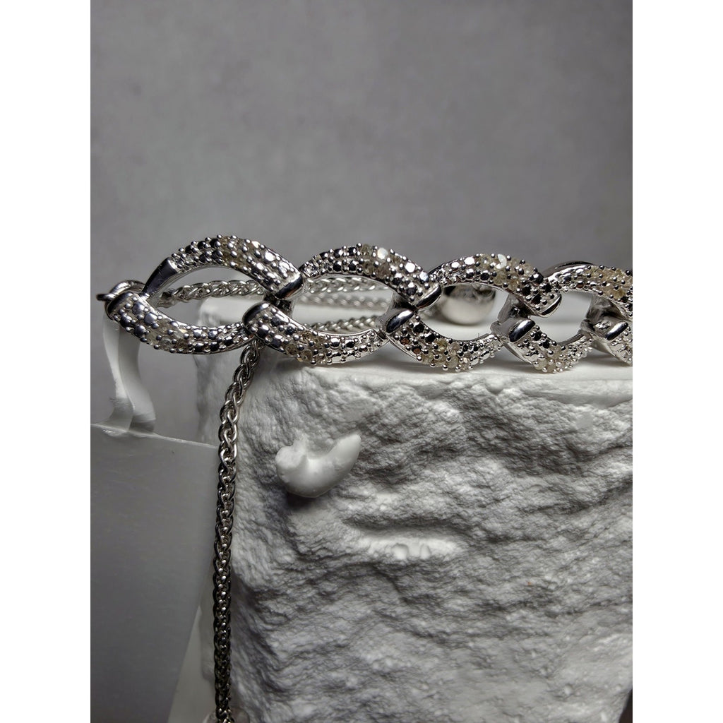 6-9" Adjustable 0.23ct Natural Diamond Infinity Bracelet 925 Sterling Silver