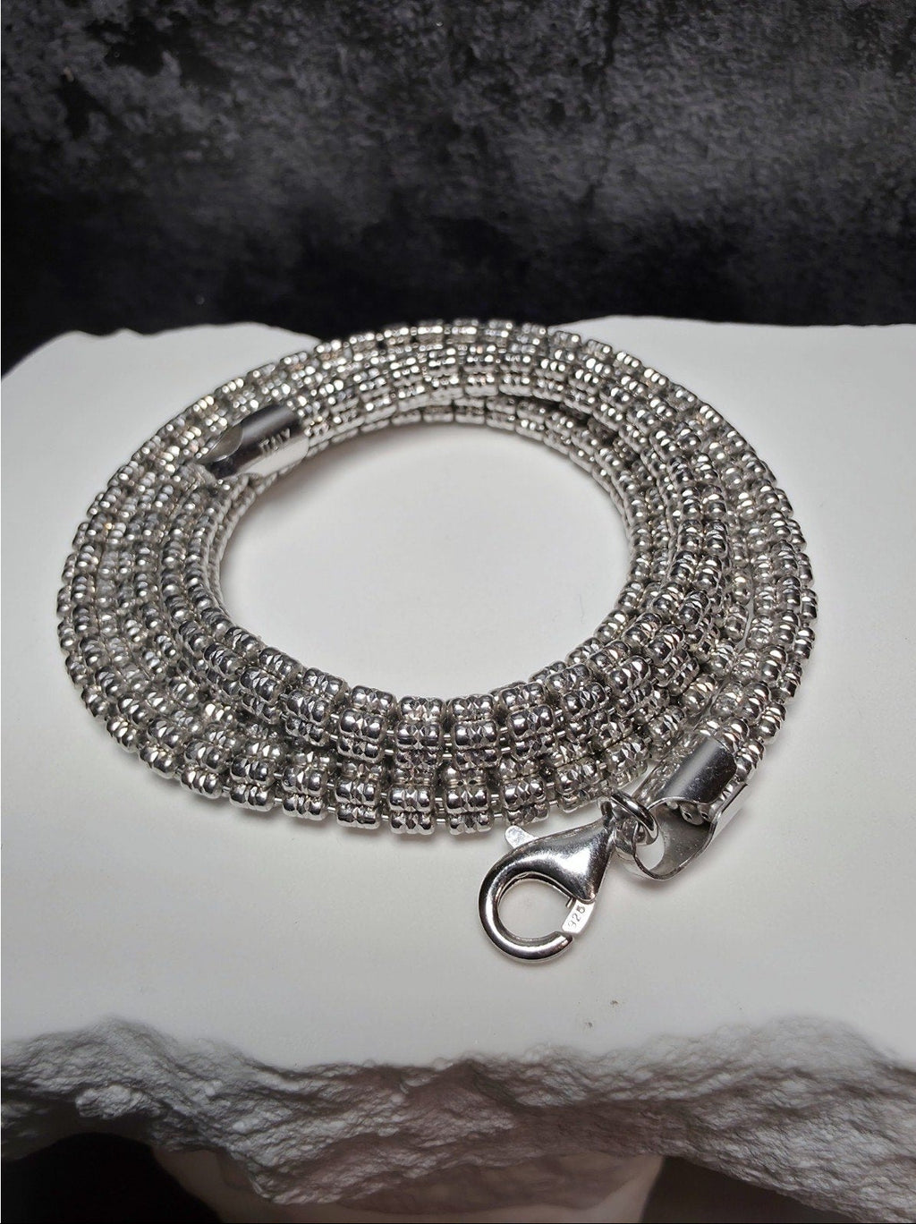 24" 5.1mm 41g 5-Line DC Ice Barrel Chain w/Rhodium Solid 925 Sterling Silver