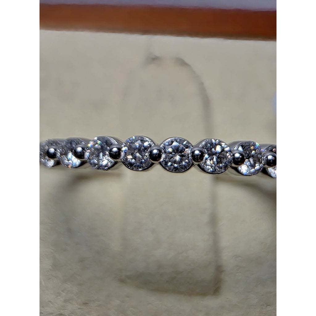 S7 0.25ctw Diamond Half Eternity Band 925 Sterling Silver Lab Created Solid Back
