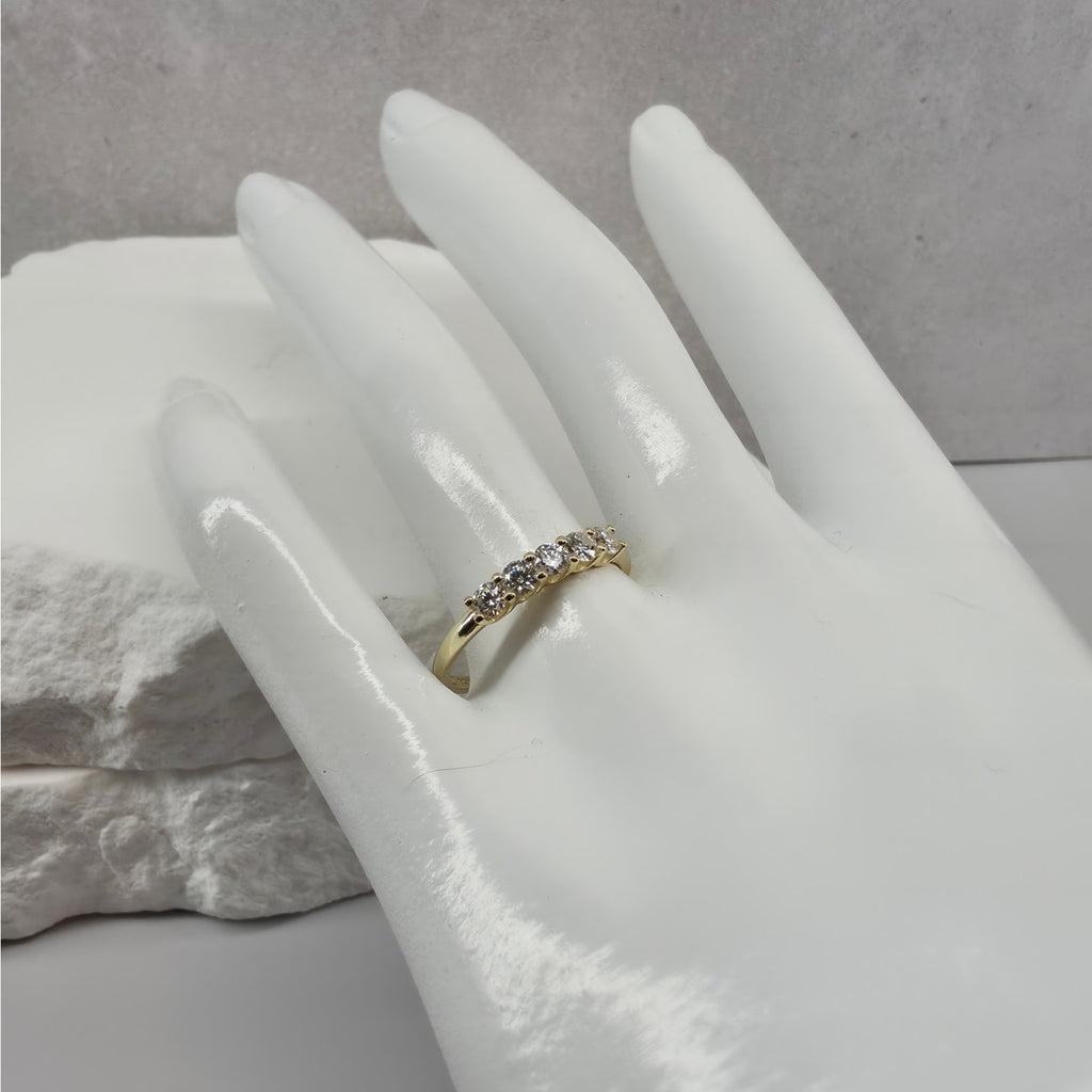 Size 7 or 9- 0.53ctw Moissanite Half Eternity Ring Gold Plated Silver GRA