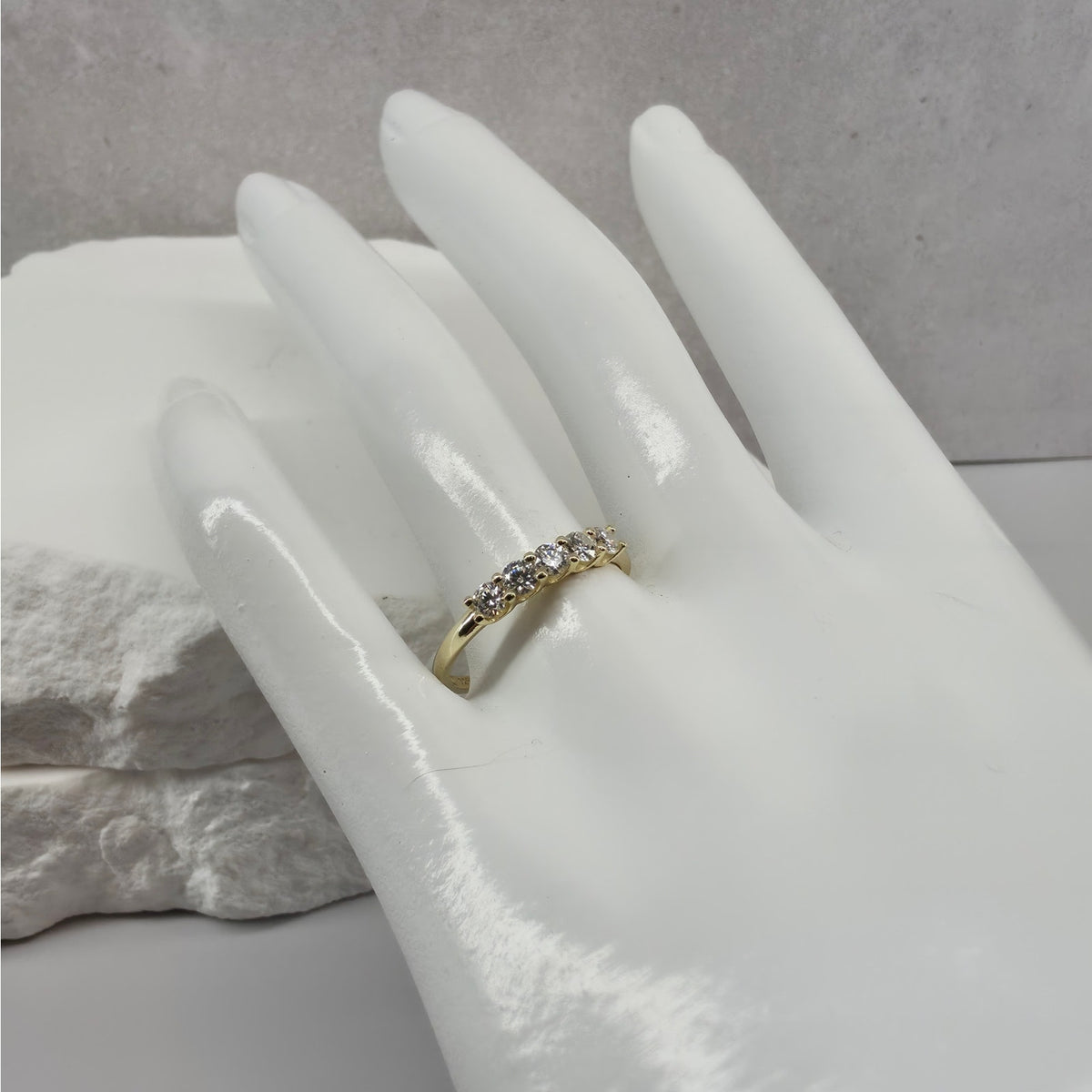 Size 7 or 9- 0.53ctw Moissanite Half Eternity Ring Gold Plated Silver GRA
