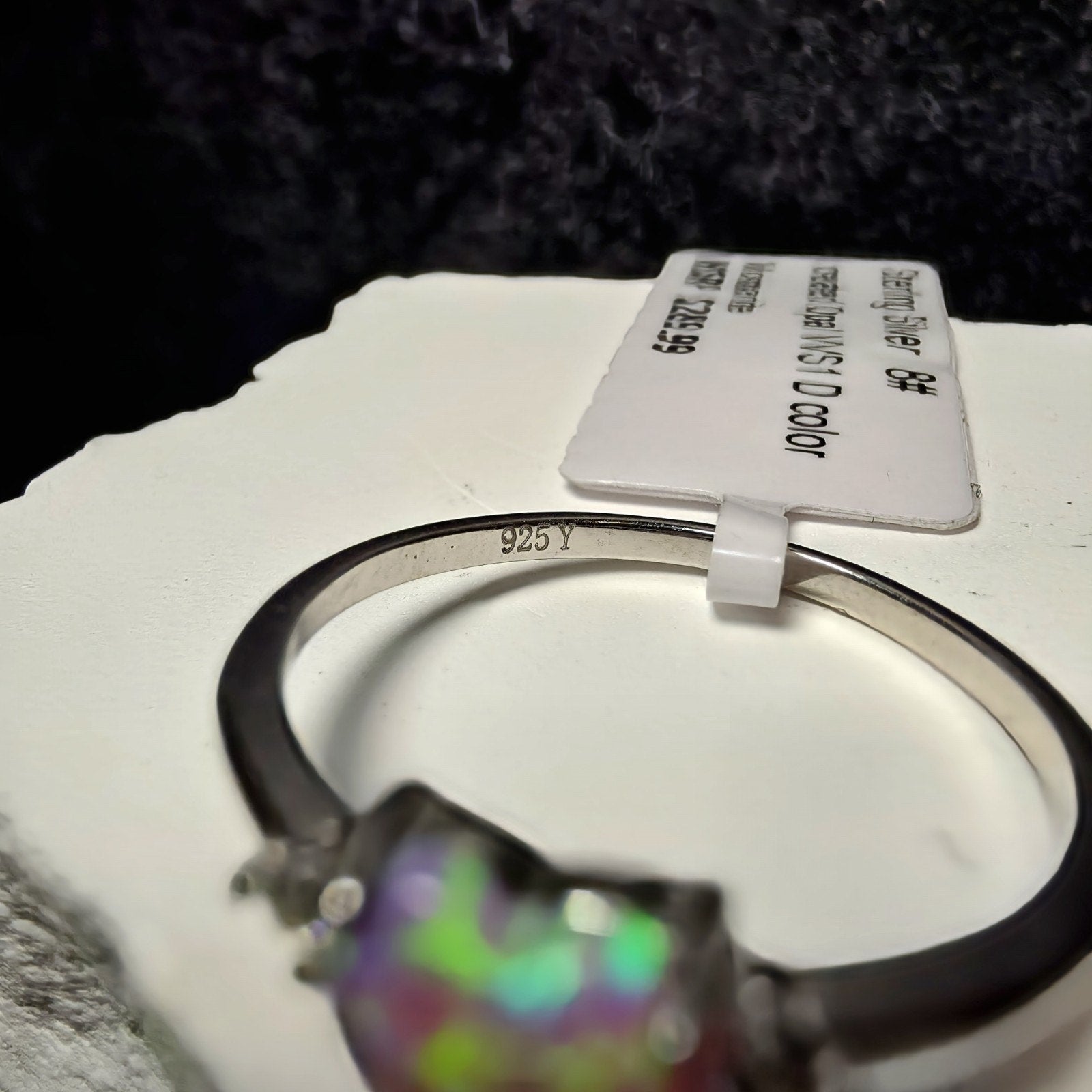 Sterling Silver Heart-Cut Lab Created Pink Opal & Moissanite Ring (Size 8)