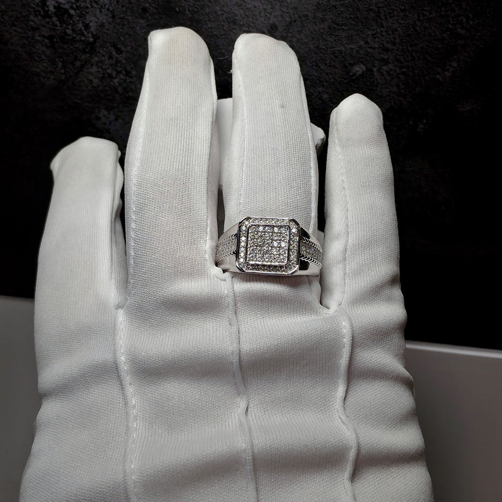 2.00 CTW Moissanite Men’s Iced Out Cluster Ring - 925 Sterling Silver Size 11