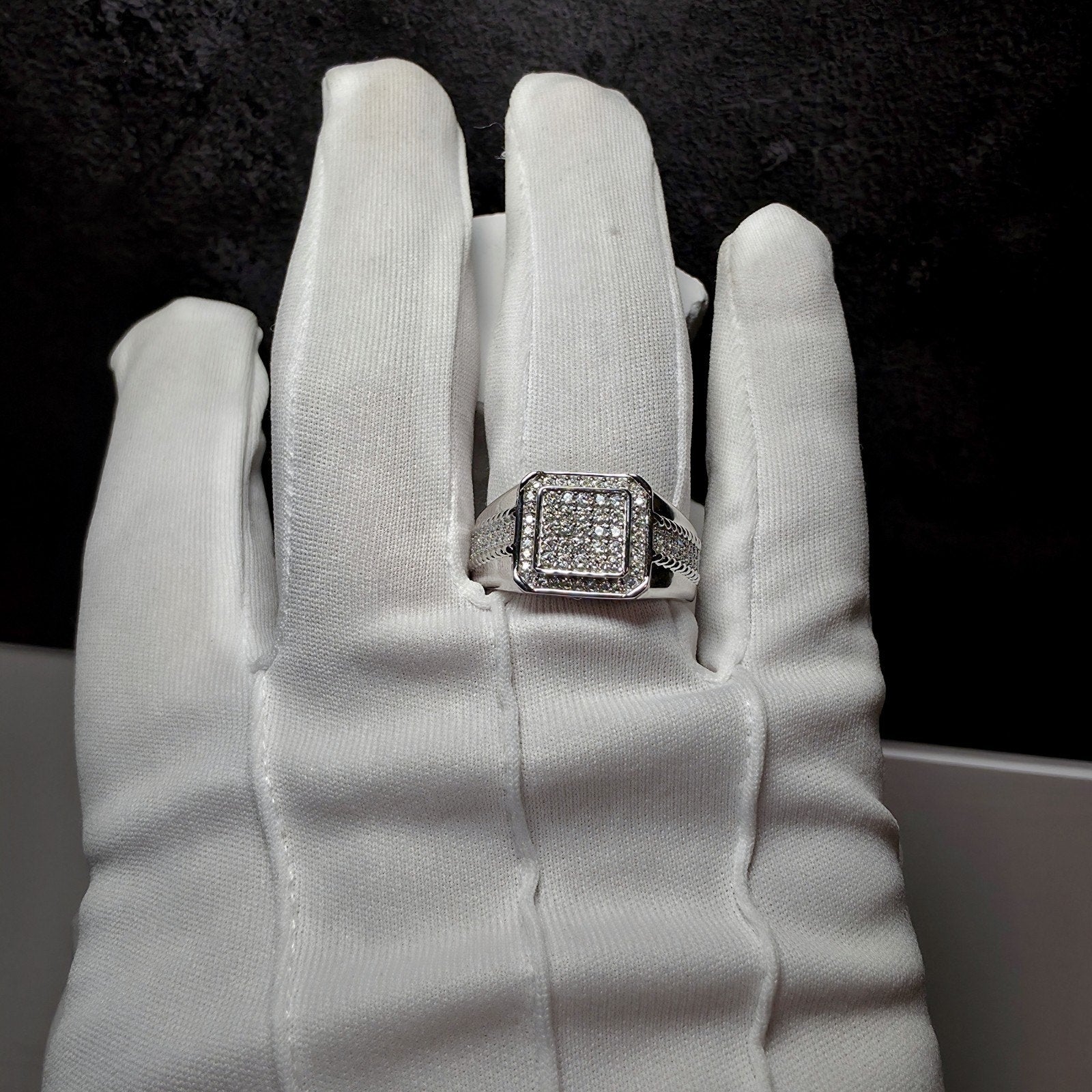2.00 CTW Moissanite Men’s Iced Out Cluster Ring - 925 Sterling Silver Size 11