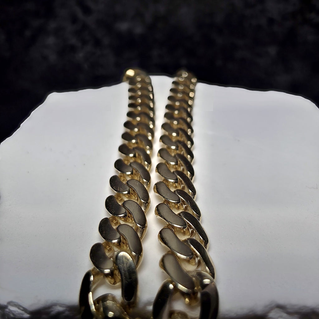 10K Solid Yellow Gold 5mm Monaco Cuban Link Chain Bracelet - 8"