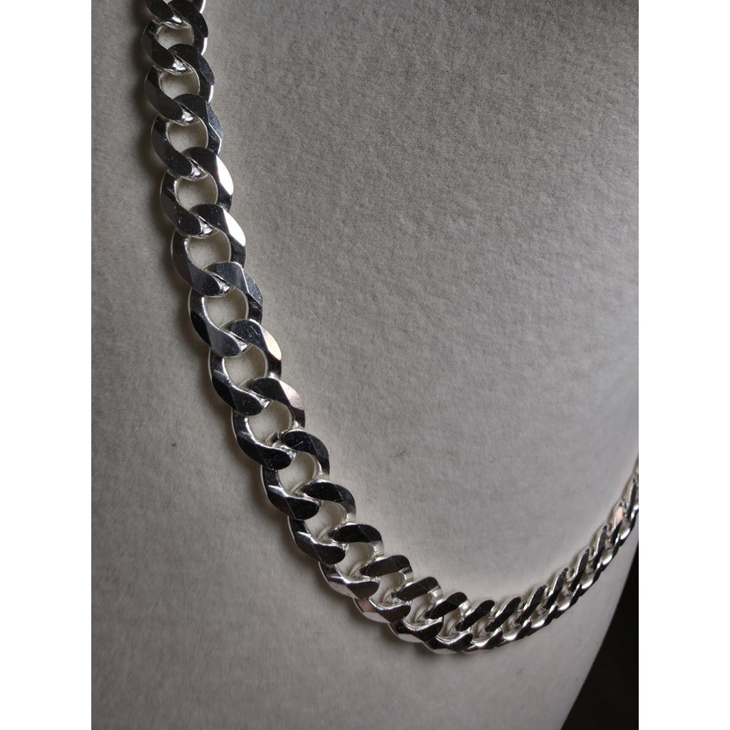 24" 8.8mm Cuban Curb Link Chain 51.08g 925 Sterling Silver w/ Lobster