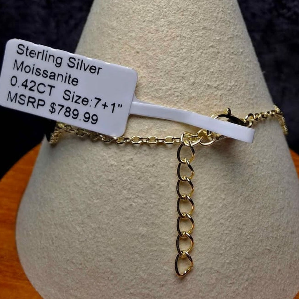 7-8" 0.42ctw Diamond-Cut Alternating Moissanite Clover 10mm Bracelet 925 Silver
