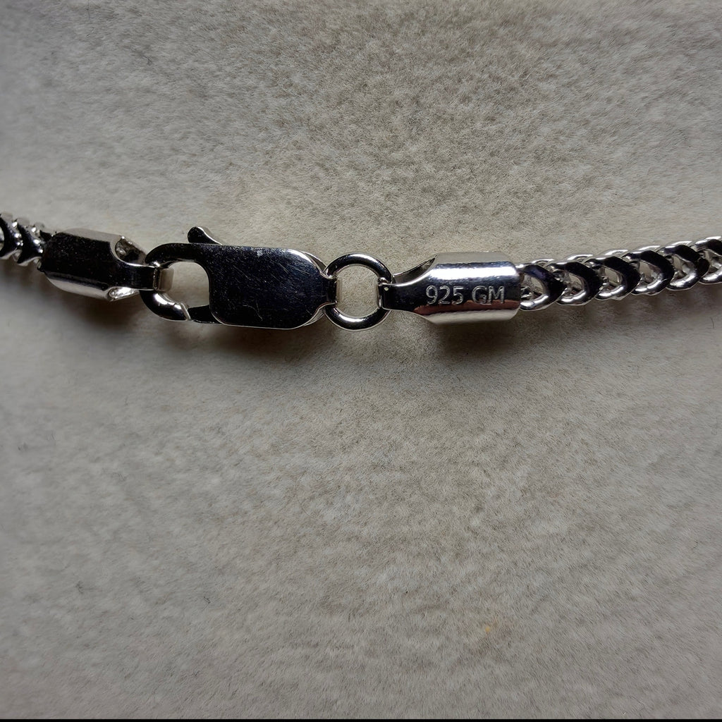 2.6mm Franco Chain in Solid 925 Sterling Silver w/Rhodium  – 24 Inch (8.87g)