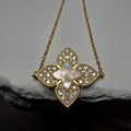 1.08 CTW Moissanite & Mother of Pearl Floral Bracelet in Gold Over Silver