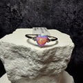 Sterling Silver Heart-Cut Lab Created Pink Opal & Moissanite Ring (Size 8)