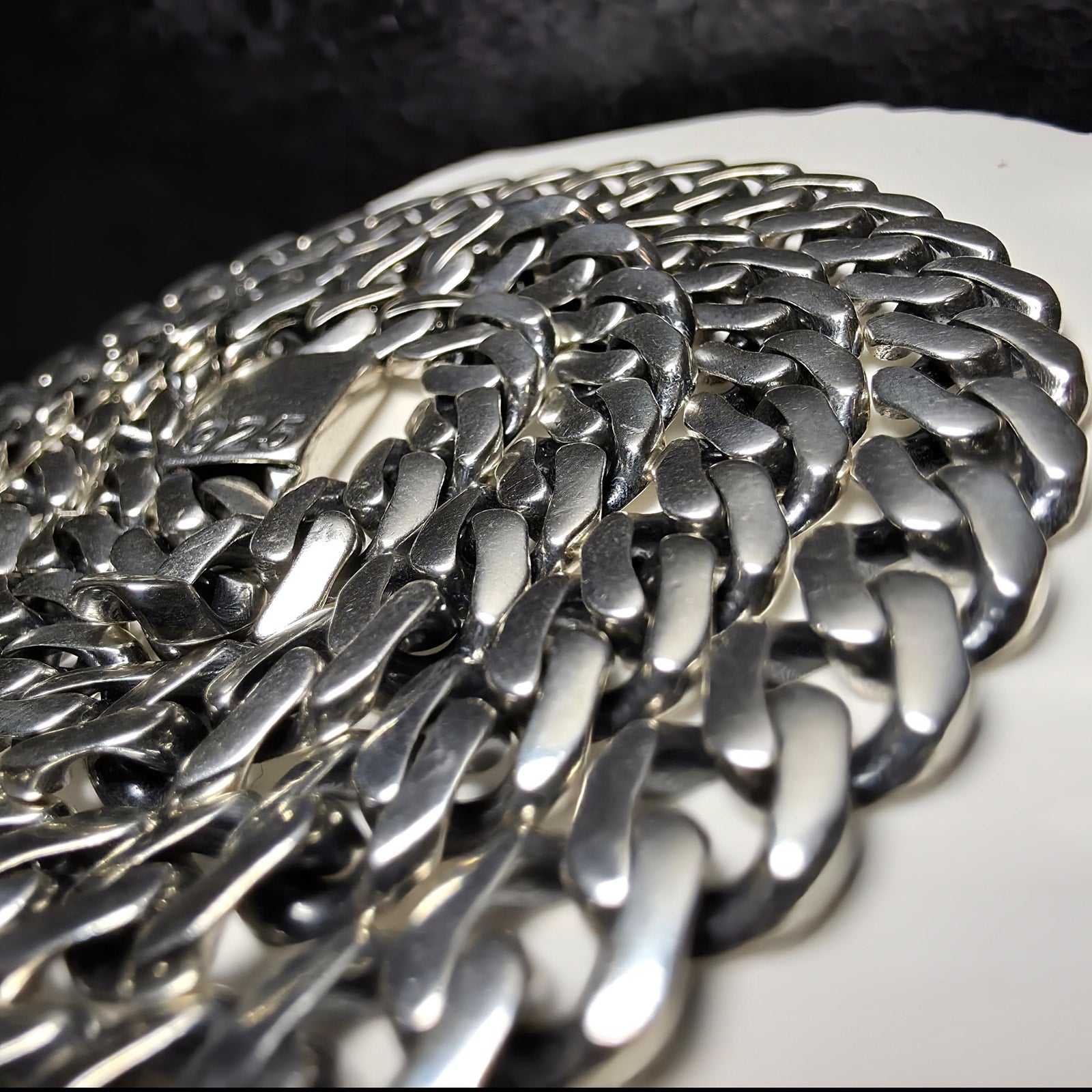 Solid 925 Sterling Silver 22" Monaco Cuban Chain – Rhodium Plated, 7.35mm, 46.1g