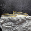Crystal Dust Pave Hoop Earrings Gold Plated 925 Sterling Silver