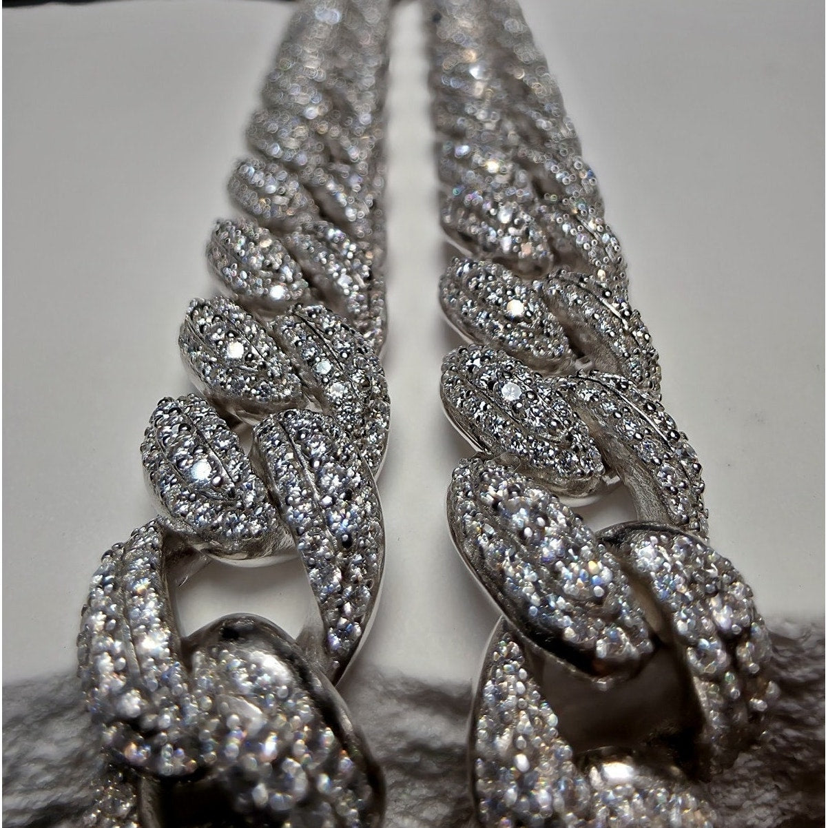 24" 10mm Hollow Moissanite Cuban Chain | 22.80 CTW VVS D, 925 Silver, 62g