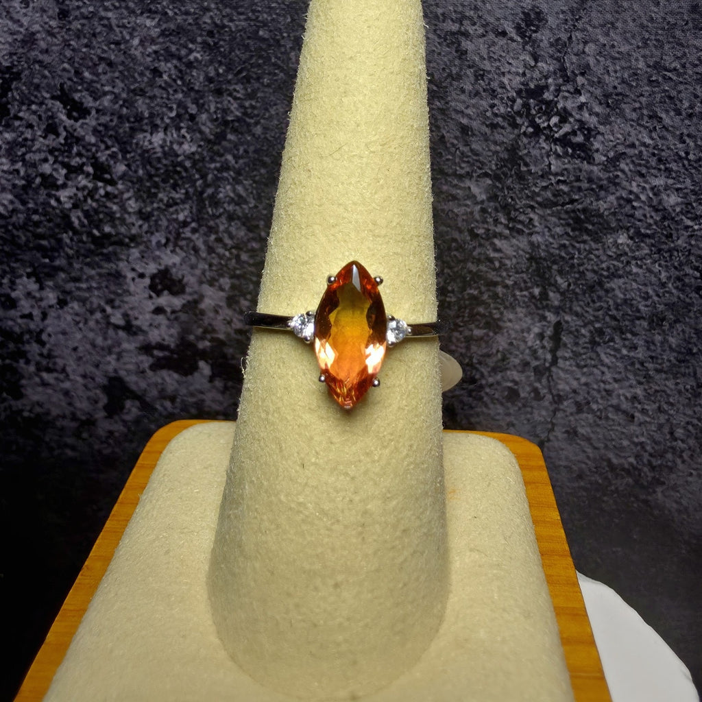 925 Sterling Silver Marquise-Cut Watermelon Tourmaline Three-Stone Ring (Size 8)