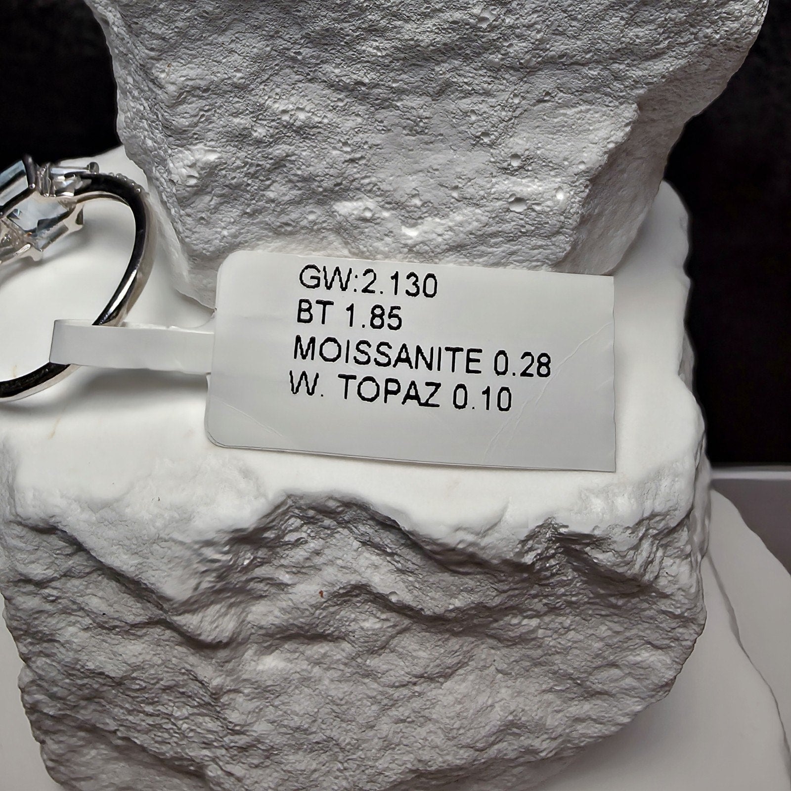 Natural Aquamarine Ring 1.85CT Emerald Cut with Moissanite & White Topaz Size 8