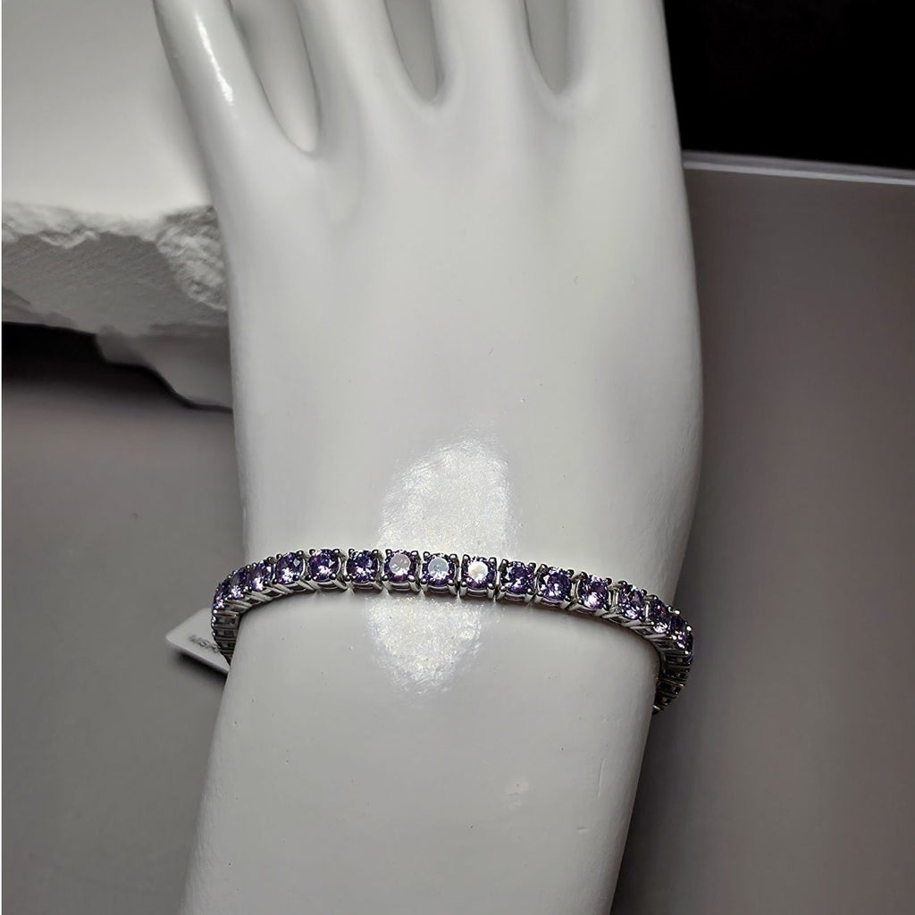 7" 3mm Purple Amethyst Tennis Bracelet 925 Sterling Silver