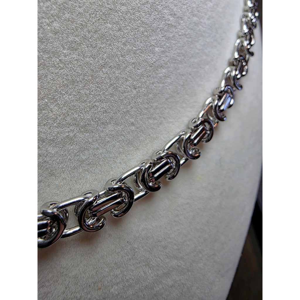20" 6.1mm 42g Flat Byzantine Chain Solid 925 Sterling Silver