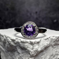 Size 6.5 Natural Amethyst & 0.52ctw Moissanite Halo Ring 925 Sterling Silver