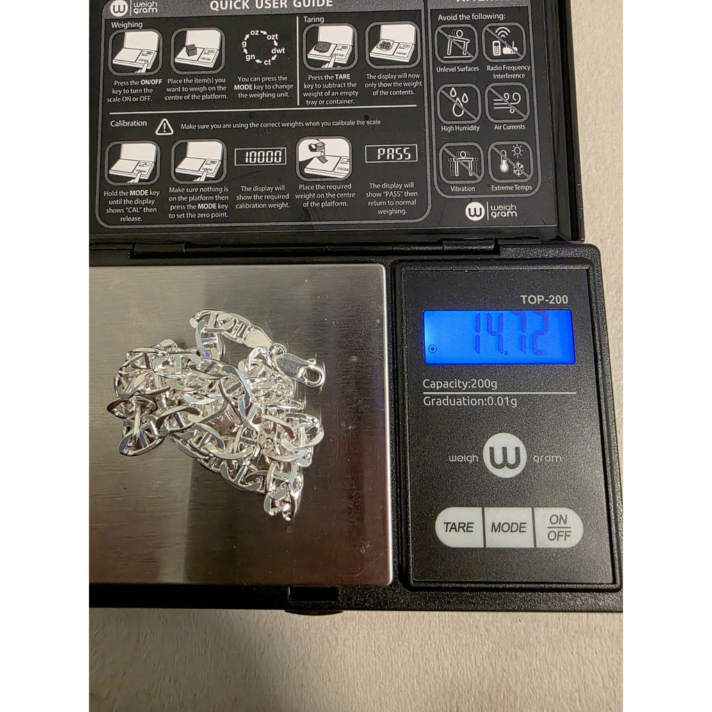 18" 5.5mm 15g Flat Mariner Chain Solid 925 Solid Silver