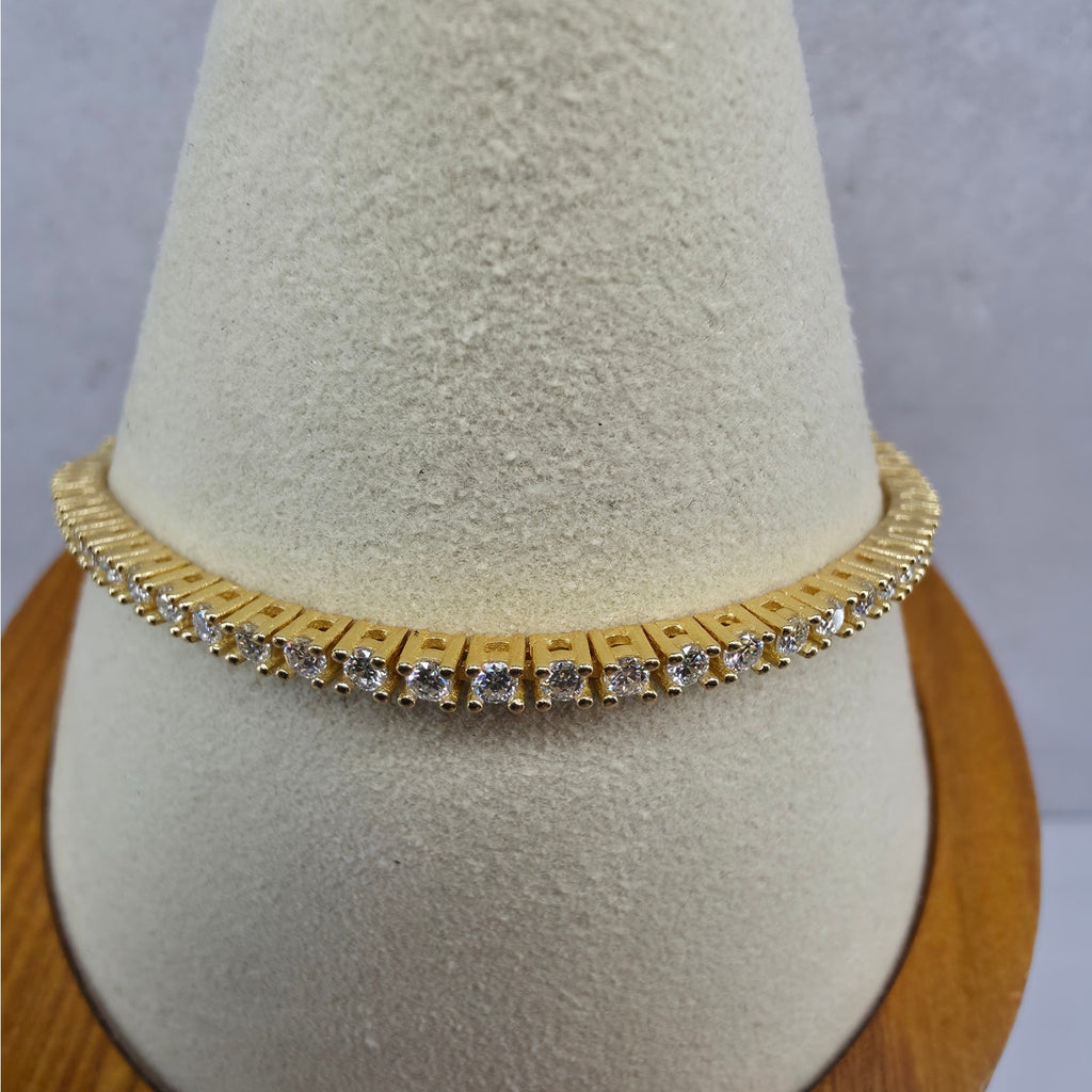 7" 2.5mm Moissanite Tennis Bracelet Gold Plated 925 Silver - GRA Certified