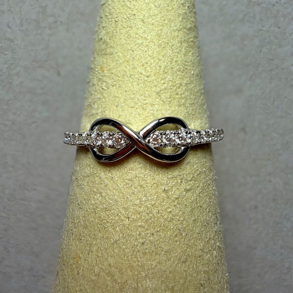 0.14ctw Moissanite Half Infinity Band Ring 925 Sterling Silver Size 5.5 w/GRA