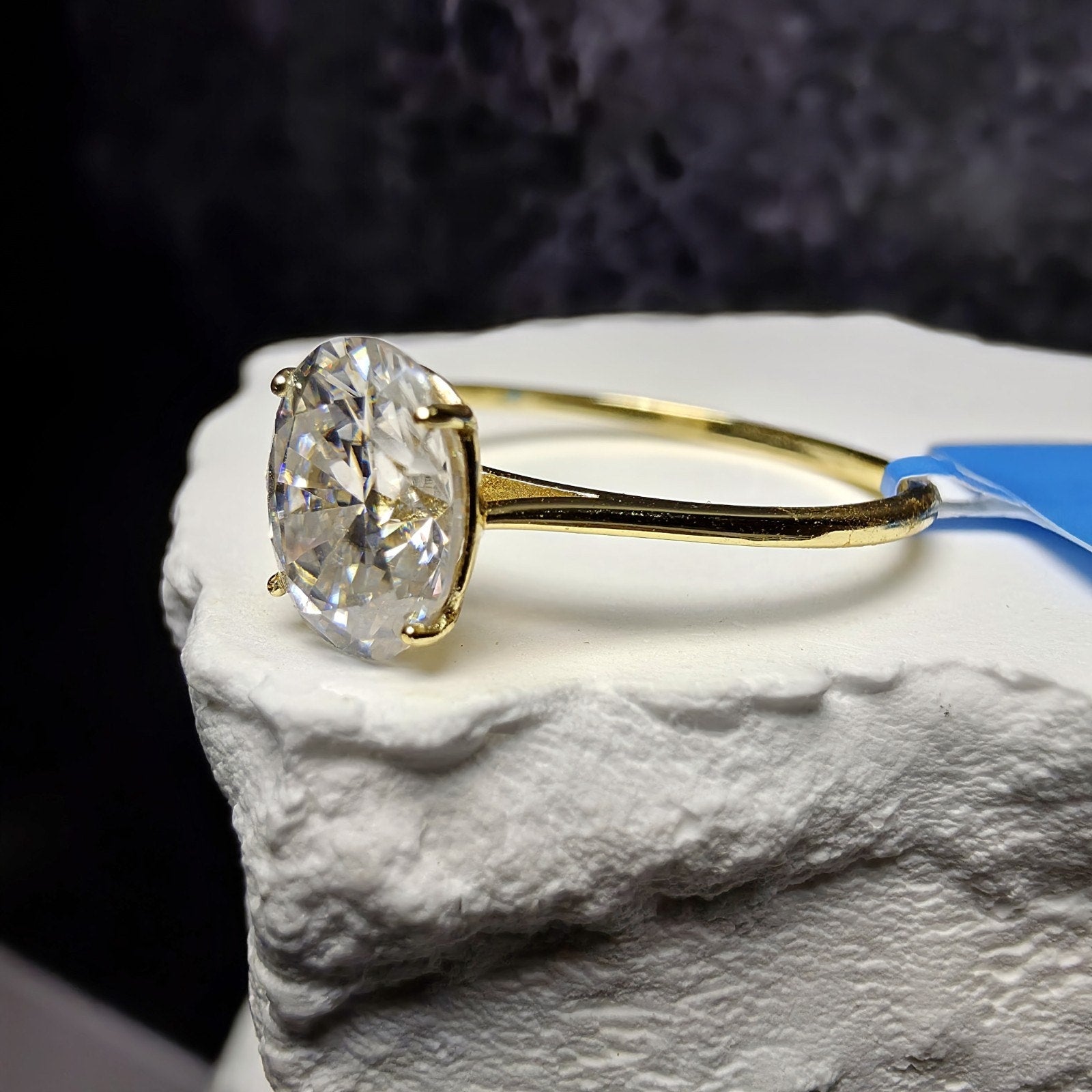 1.5 CTW Oval Moissanite Solitaire Ring in Gold Plated Sterling Silver - Size...