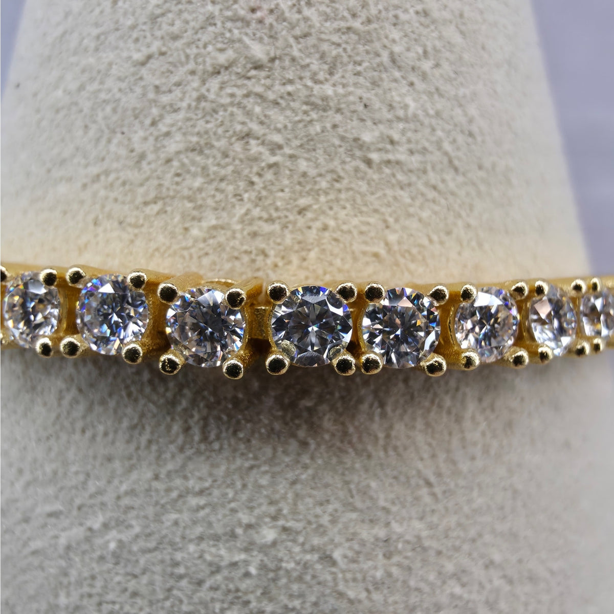 7.5" 3.5mm Moissanite Tennis Bracelet Gold Plated 925 Silver - GRA Certified