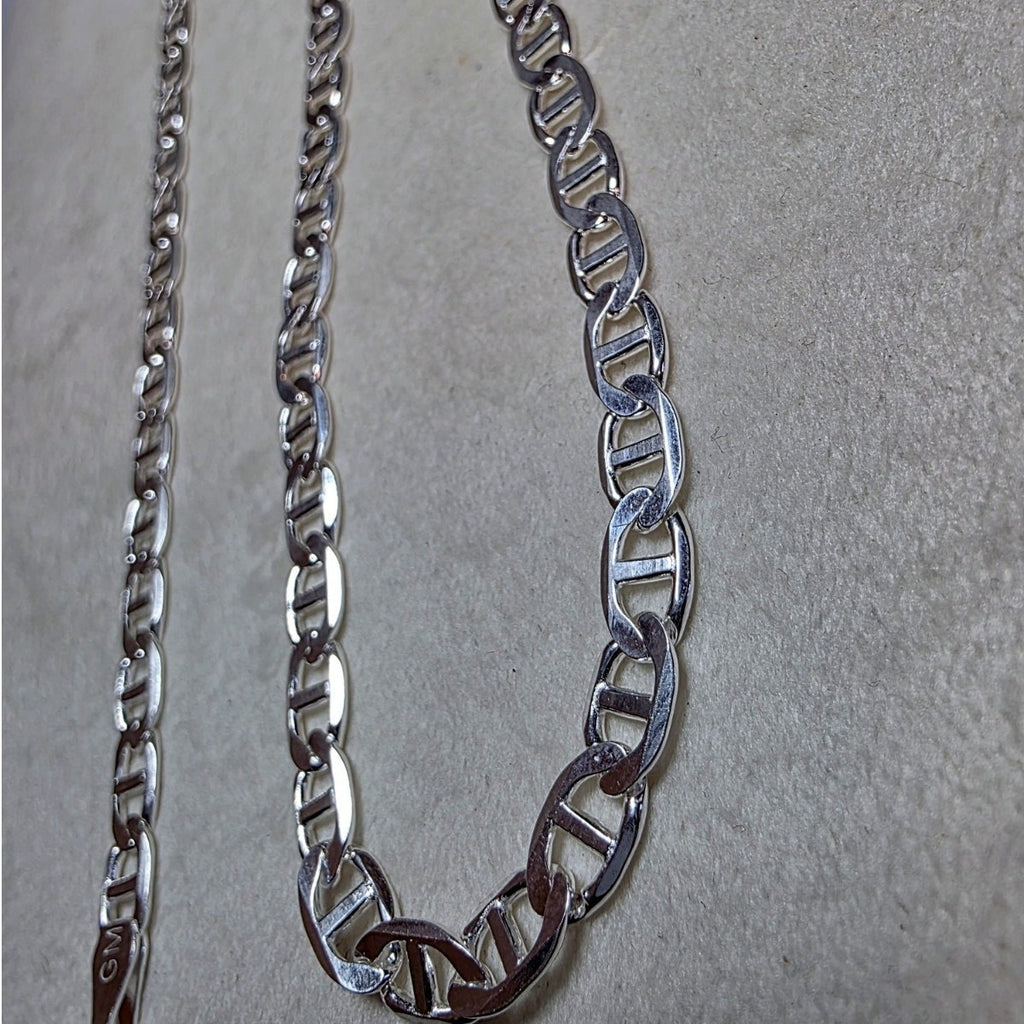 18" Flat Mariner Chain 5.5mm 15g Solid 925 Sterling Silver