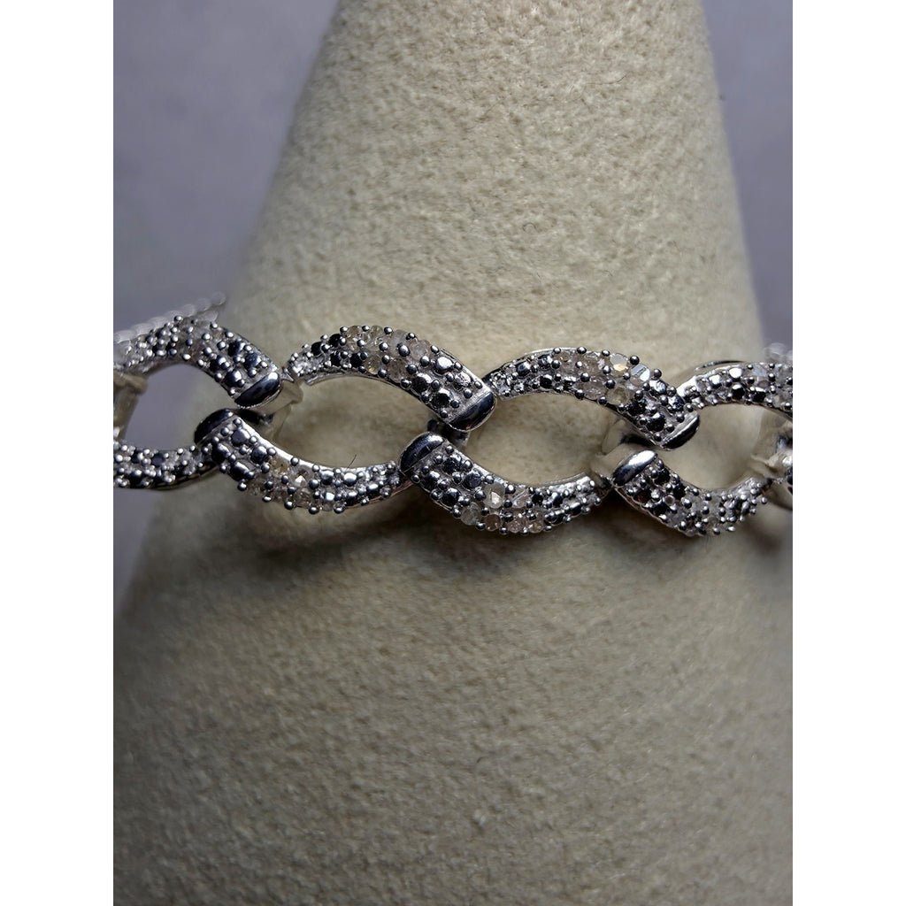 6-9" Adjustable 0.23ct Natural Diamond Infinity Bracelet 925 Sterling Silver