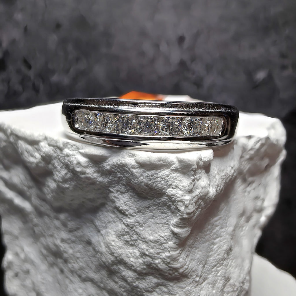 0.75 CTW Moissanite Channel-Set Band Ring, Size 12, 925 Sterling Silver