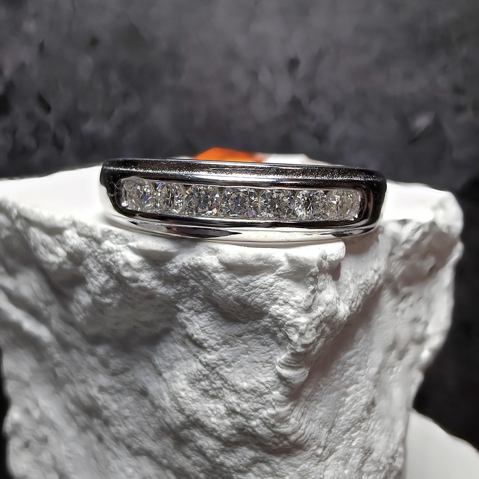 0.75 CTW Moissanite Channel-Set Band Ring, Size 12, 925 Sterling Silver