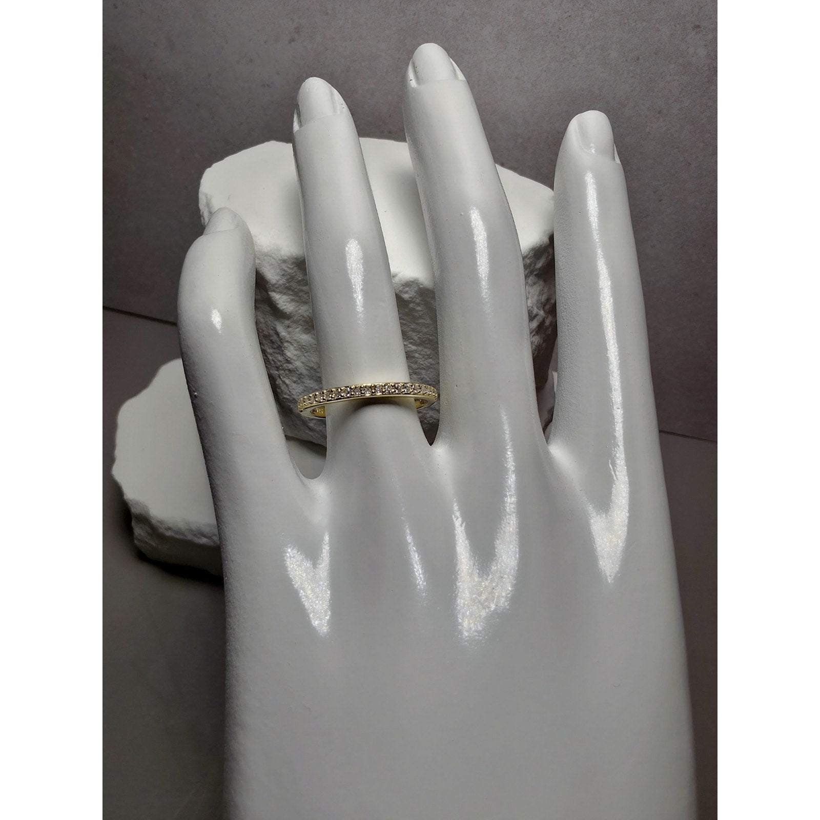 S7 Moissanite Half Eternity Gold Band 925 Sterling Silver
