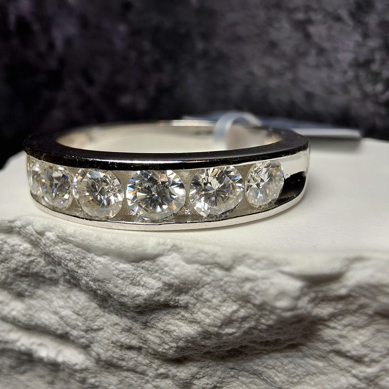 S925 Silver 2.12CT Moissanite Channel Set Band Ring Size 12