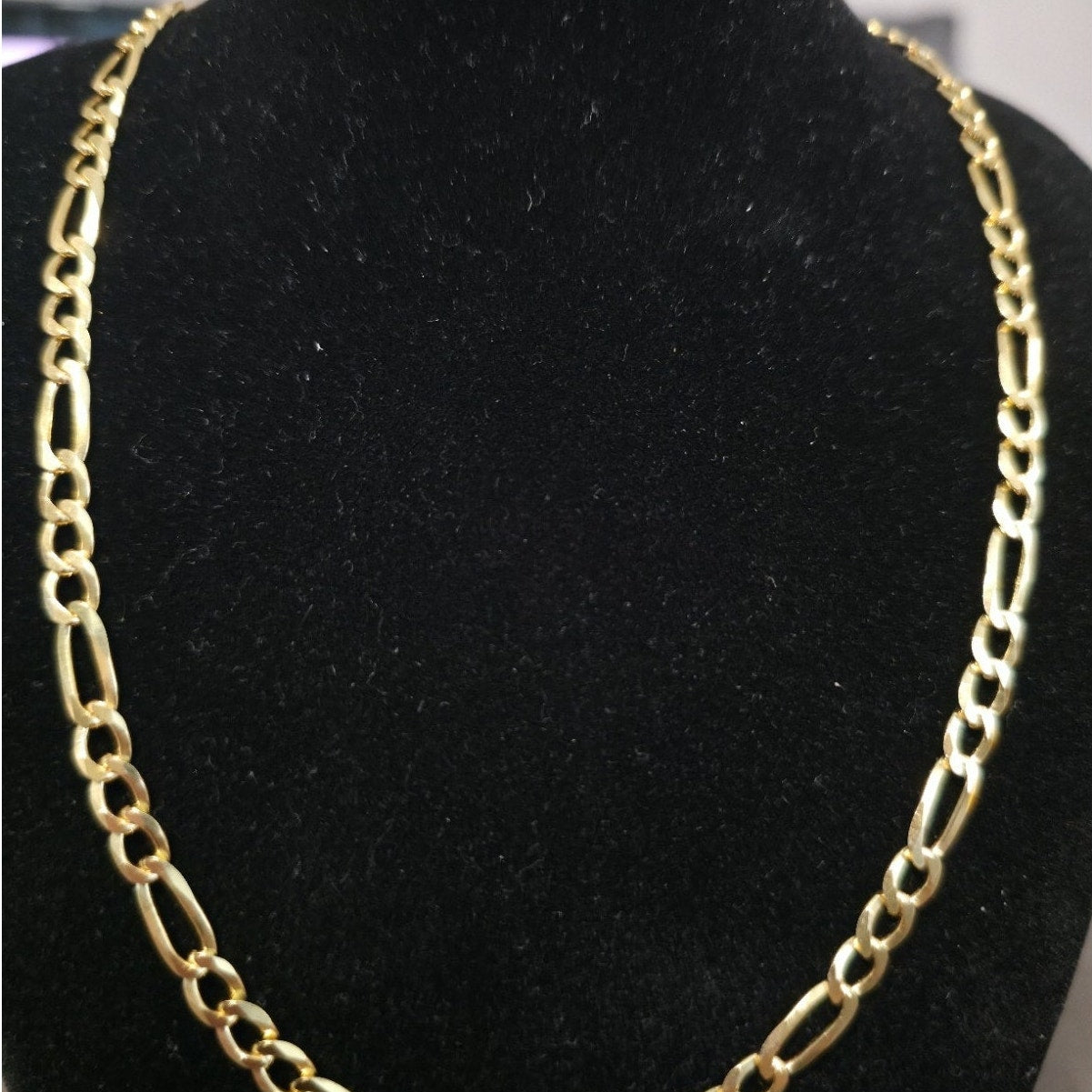 24" Figaro Chain 5.1mm 17.55g Gold Plated 925 Sterling Silver