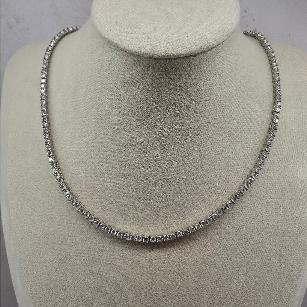 16" 2.5mm 9.55ctw Moissanite Tennis Necklace 925 Sterling Silver VVS D