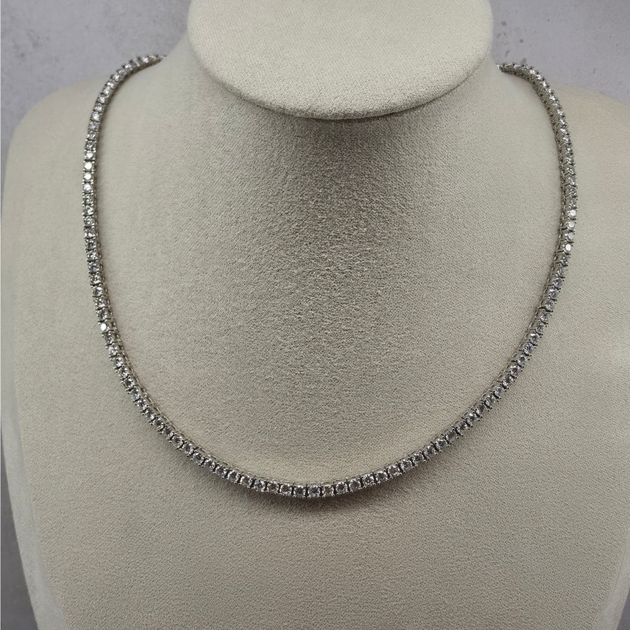 16" 2.5mm 9.55ctw Moissanite Tennis Necklace 925 Sterling Silver VVS D