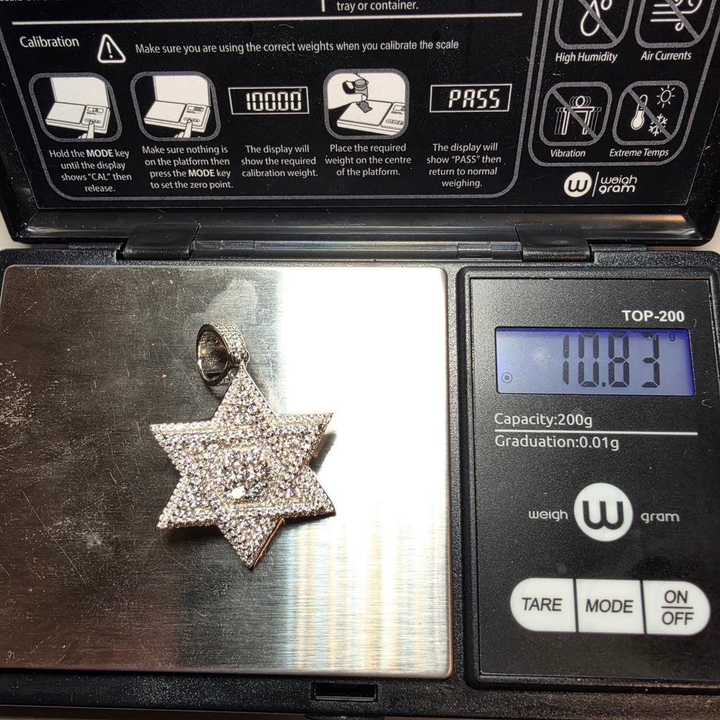 Moissanite Star of David Iced Out Pendant – 2" 3D Layered, 10mm Bail (10.83g)