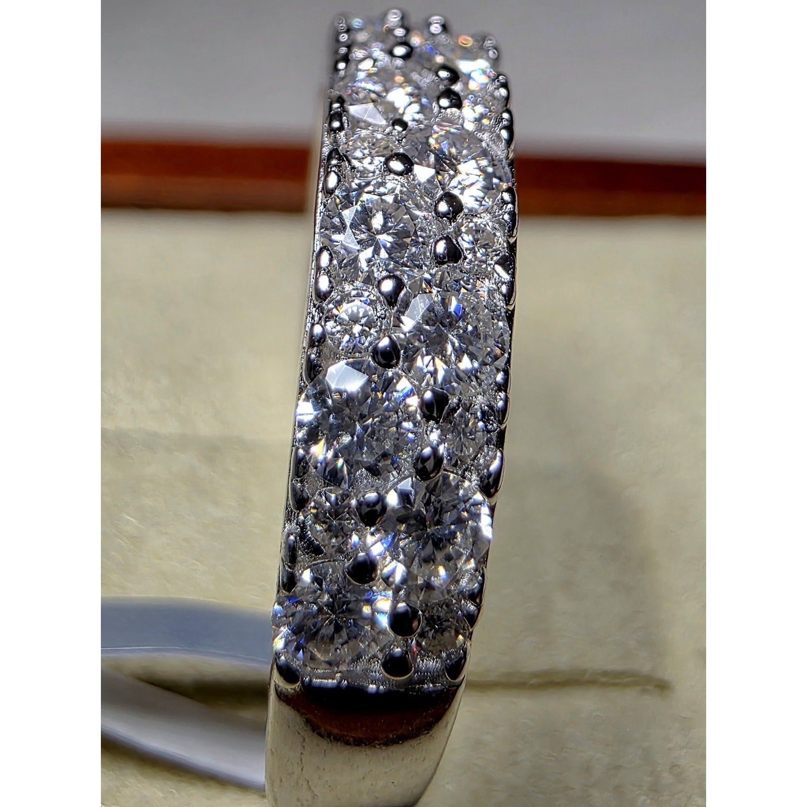 0.9ct Moissanite Two-Row Half Eternity Band 925 Sterling Silver