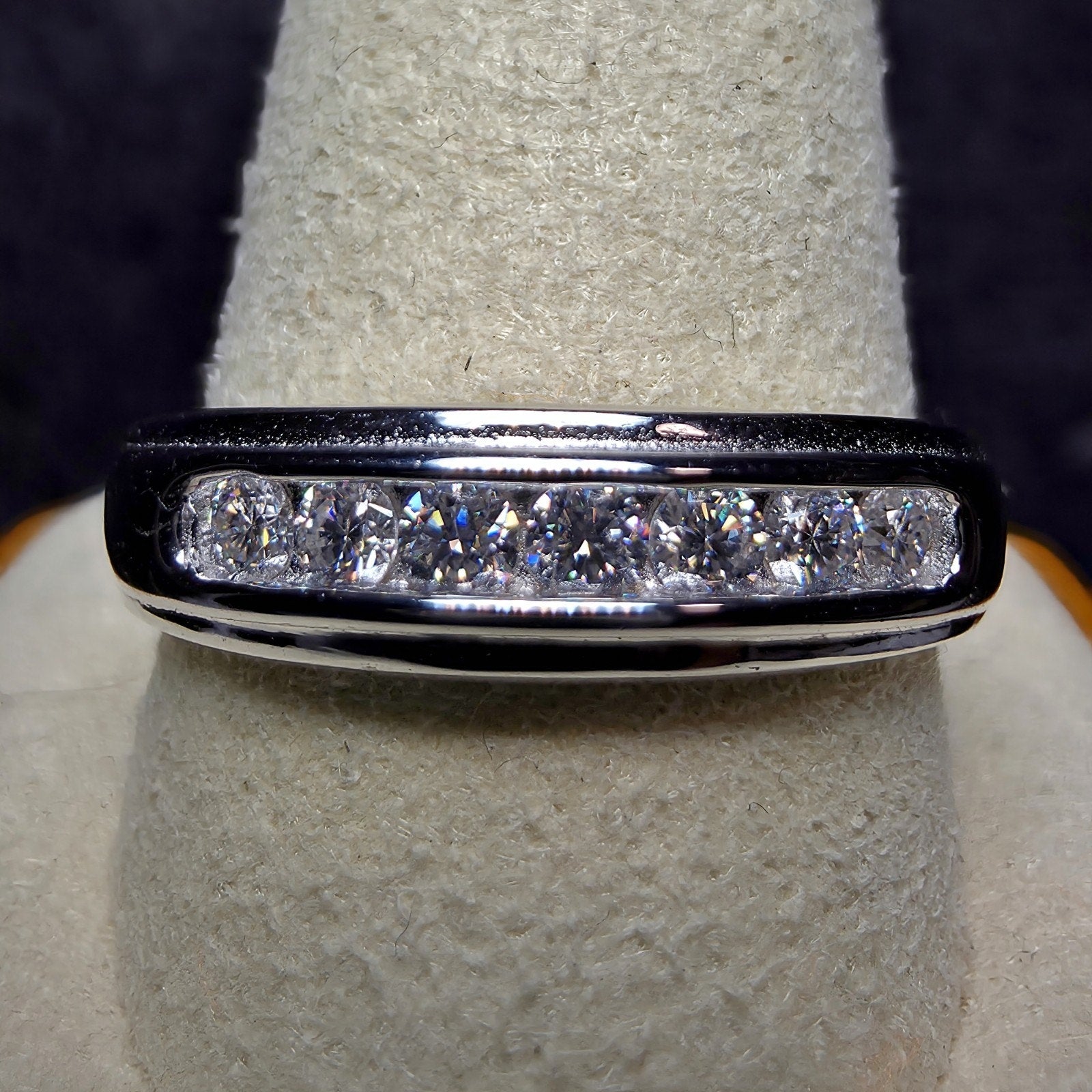 0.75 CTW Moissanite Channel-Set Band Ring, Size 12, 925 Sterling Silver