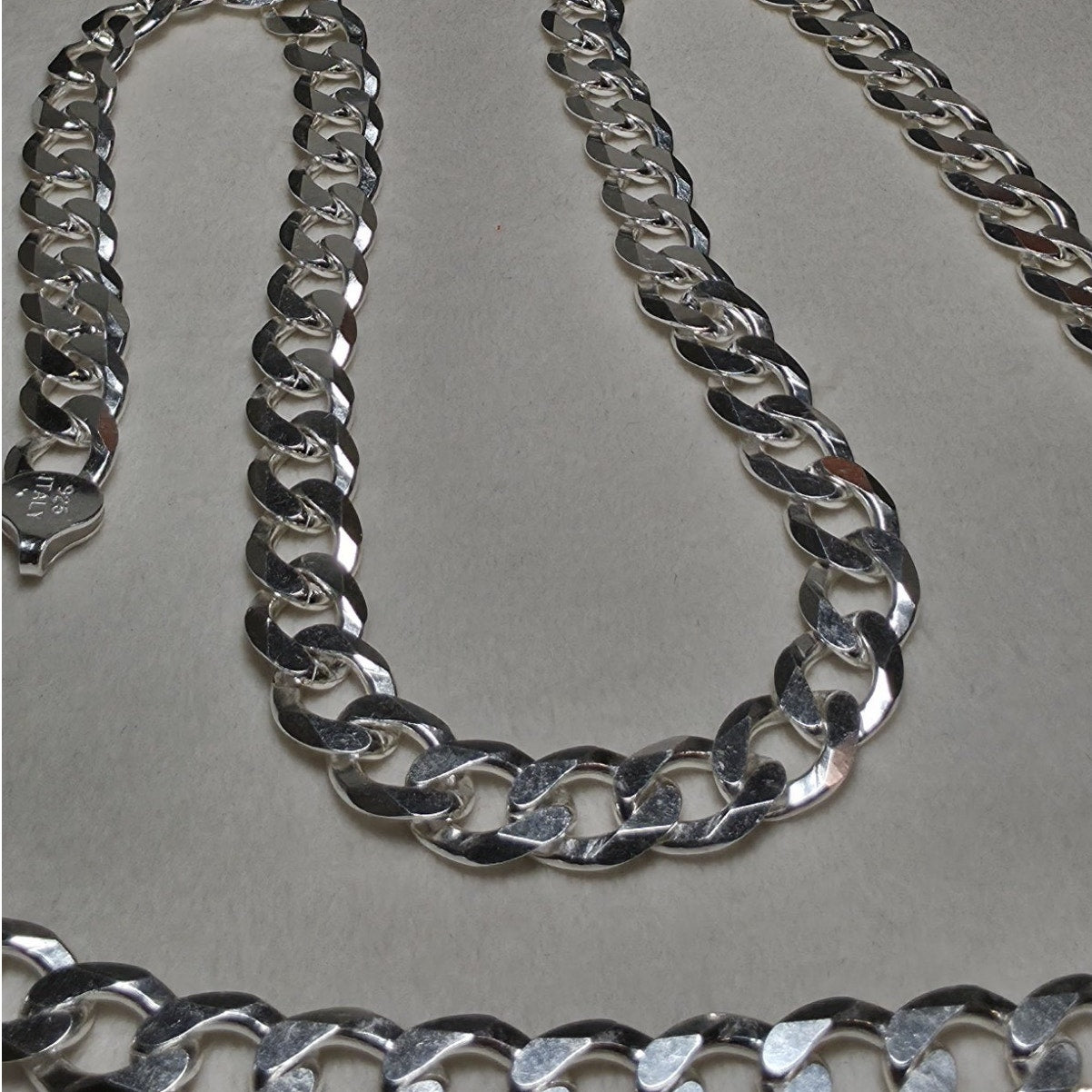 24" Cuban Curb Link Chain 8.8mm 51g Solid 925 Sterling Silver Italy